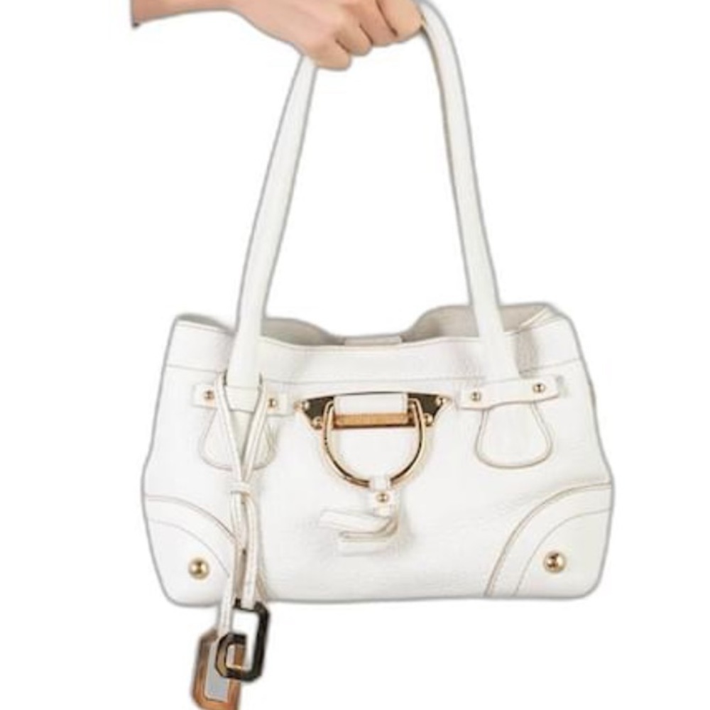 Dolce & Gabbana Real White Leather Tote Bag with Gold Hardware